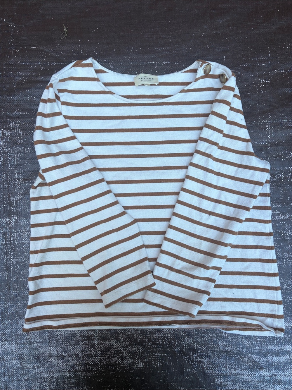 Sezane Boatneck Long-Sleeve Top